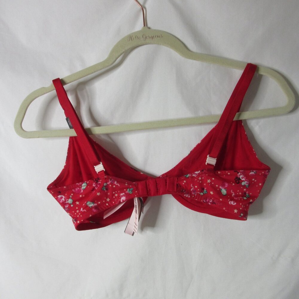 Victoria's Secret Bra Red Floral Demi Unlined Underwire Convertible Size 34D NWT - Picture 6 of 12